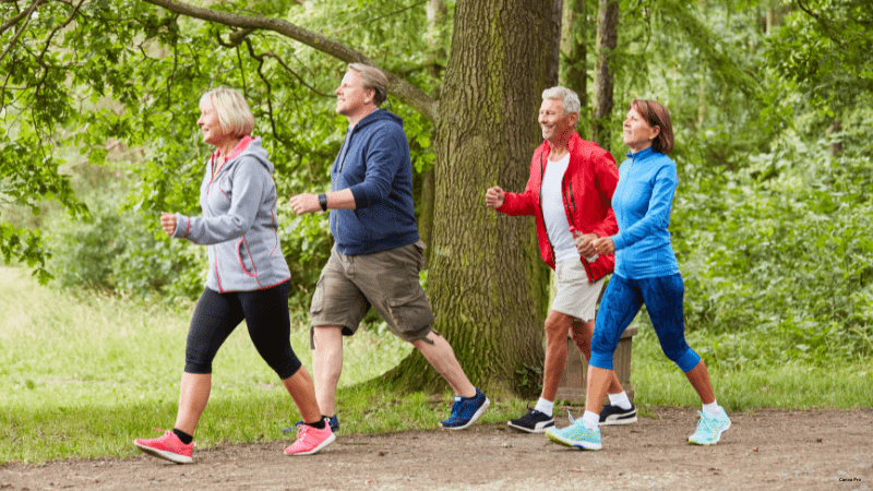 Men and women are walking